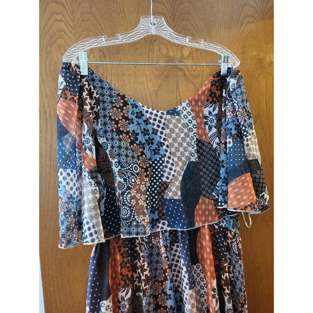 Vertice Patchwork Pattern Fall Off The Shoulder F… - image 5